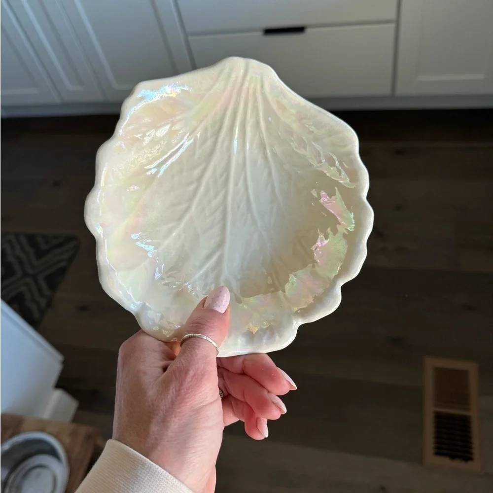 Vintage California Pottery Lusterware White Pearlescent salad bowls